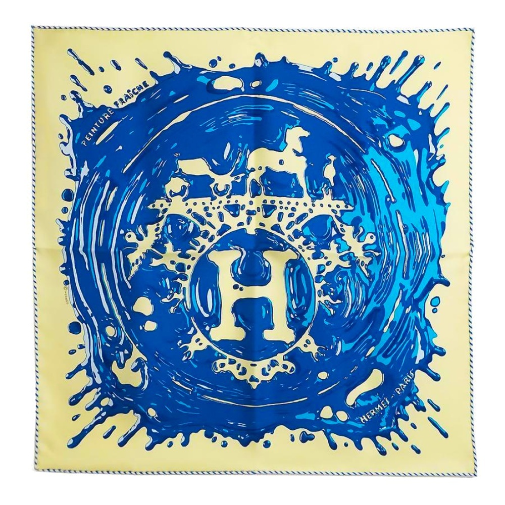 Hermès Scarf - Gavroche Twill Peinture Fraiche (MC/ Jaune Soufre/Bleu)